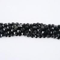 Grânulos de pedra vulcânica preta, Obsidiana, Roda, polido, Star Cut Face & DIY, preto, 8mm, vendido para 14.96 inchaltura Strand