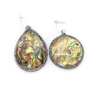 Natural Abalone Shell Pendants & DIY & with rhinestone multi-colored Sold By PC