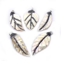Natural White Shell Pendants, with Rhinestone Clay Pave, Different Shape for Choice & DIY, white and black, Sold By PC