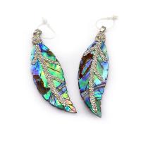 Natural Abalone Shell Pendants with Rhinestone Clay Pave Leaf DIY multi-colored Sold By PC