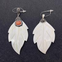Shell Pendants Freshwater Shell with Rhinestone Clay Pave & Crystal Leaf DIY Sold By PC