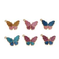 Resin Zinc Alloy Pendants with Resin Butterfly gold color plated DIY nickel lead & cadmium free Sold By Bag