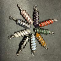Gemstone Pendants Jewelry Natural Stone with Zinc Alloy silver color plated DIY nickel lead & cadmium free Sold By PC