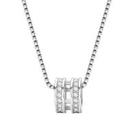 Cubic Zircon Micro Pave Brass Necklace, with 1.96inch extender chain, platinum plated, box chain & micro pave cubic zirconia & for woman, nickel, lead & cadmium free, 80x60mm, Length:Approx 15.7 Inch, Sold By PC