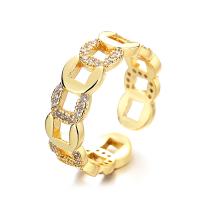 Cubic Zirconia Micro Pave Brass Ring, Geometrical Pattern, gold color plated, adjustable & micro pave cubic zirconia & for woman & hollow, nickel, lead & cadmium free, 6mm, US Ring Size:6-8, Sold By PC