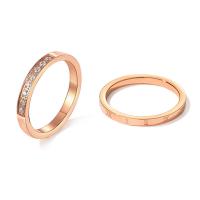 Cubic Zirconia Micro Pave Brass Ring rose gold color plated 2 pieces & micro pave cubic zirconia & for woman nickel lead & cadmium free US Ring Sold By Set