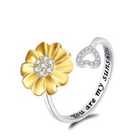 Krychlový Circonia Micro vydláždit mosazný prsten, Mosaz, Květina, nastavitelný & micro vydláždit kubické zirkony & pro ženy, nikl, olovo a kadmium zdarma, 11mm, Velikost:6-8, Prodáno By PC