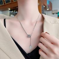 925 Sterling Silver Necklace, platinum color plated, for woman, Length:Approx 17.71 Inch, Sold By PC