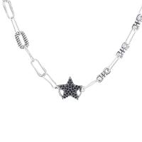 925 Sterling Silver Necklace, platinum color plated, micro pave cubic zirconia & for woman, Length:Approx 15.74 Inch, Sold By PC