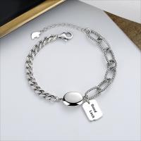 925 Sterling Silver Bracelet with letter pattern & for woman silver color Length Approx 6.3 Inch Sold By PC