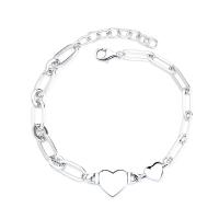 925 Sterling Silver Bracelet, for woman, silver color, Length:Approx 6.7 Inch, Sold By PC