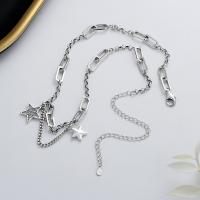 925 Sterling Silver Necklaces, Fish, polished, for woman & with rhinestone, silver color, Hole:Approx 3mm, Length:Approx 13.77 Inch, Sold By PC