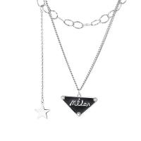 925 Sterling Silver Necklaces, for woman & enamel & multi-strand, silver color, Length:Approx 15.74 Inch, Sold By PC