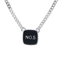 925 Sterling Silver Necklaces, for woman & enamel, black, Length:Approx 16.53 Inch, Sold By PC