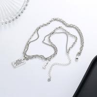 925 Sterling Silver Necklaces, with letter pattern & for woman & multi-strand, silver color, Length:Approx 14.96 Inch, Sold By PC