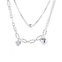 Sterling Silber Halsketten, 925er Sterling Silber, für Frau & Multi-Strang, Silberfarbe, Länge:ca. 17.71 ZollInch, verkauft von PC