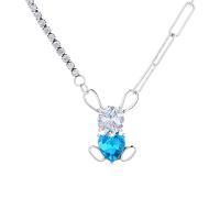 Cubic Zircon Micro Pave 925 Sterling Silver Necklace, micro pave cubic zirconia & for woman, silver color, Length:Approx 15.74 Inch, Sold By PC