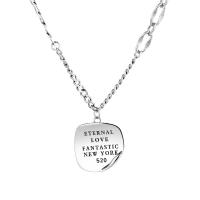 925 Sterling Silver Necklaces, with letter pattern & for woman, silver color, Length:Approx 17.71 Inch, Sold By PC