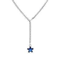 Cubic Zircon Micro Pave 925 Sterling Silver Necklace vintage & micro pave cubic zirconia & for woman blue Length Approx 15.74 Inch Sold By PC