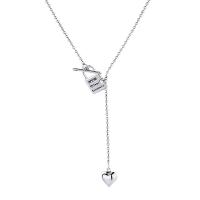 925 Sterling Silver Necklaces, vintage & with letter pattern & for woman, silver color, Length:Approx 19.68 Inch, Sold By PC