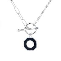 925 Sterling Silver Necklaces, for woman, black, Length:Approx 17.71 Inch, Sold By PC