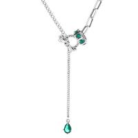 Cubic Zircon Micro Pave 925 Sterling Silver Necklace, micro pave cubic zirconia & for woman, more colors for choice, Length:Approx 17.71 Inch, Sold By PC