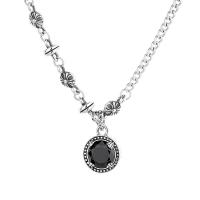Cubic Zircon Micro Pave 925 Sterling Silver Necklace vintage & micro pave cubic zirconia & for woman black Length Approx 17.71 Inch Sold By PC