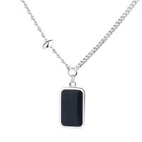 925 Sterling Silver Necklaces, for woman, black, Length:Approx 15.74 Inch, Sold By PC
