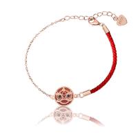 Bracelets en Agate rouge, Argent sterling 925, avec cordon de polyester & agate rouge, Plaqué de couleur d'or rose, pour femme, rouge, Longueur:Environ 6.3 pouce, Vendu par PC