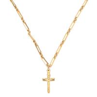 Nerezová ocel šperky náhrdelník, 304 Stainless Steel, s 1.97inch extender řetězce, Kříž Cross, módní šperky & pro ženy, více barev na výběr, 30mm, Délka Cca 17.72 inch, Prodáno By PC