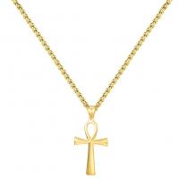 Stainless Steel Jewelry Necklace 304 Stainless Steel Cross Vacuum Plating fashion jewelry & Unisex Length Approx 19.68 Inch Sold By PC