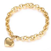 Stainless Steel Jewelry Bracelet, 304 Stainless Steel, Heart, Vacuum Plating, fashion jewelry & for woman, more colors for choice, 16mm, Length:Approx 7.87 Inch, Sold By PC