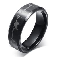 Βολφράμιο χάλυβα Δάχτυλο του δακτυλίου, κοσμήματα μόδας & διαφορετικό μέγεθος για την επιλογή & για τον άνθρωπο, μαύρος, 8mm, Sold Με PC