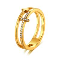 Zirkonia Edelstahl-Finger- Ring, 304 Edelstahl, verschiedene Größen vorhanden & Micro pave Zirkonia & für Frau, goldfarben, 4mm, verkauft von PC