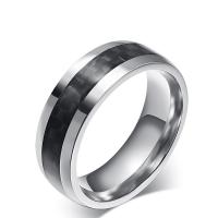 Rozsdamentes acél Finger Ring, 304 rozsdamentes acél, -val Szénszál, divat ékszerek & különböző méretű a választás & az ember, 8mm, Által értékesített PC