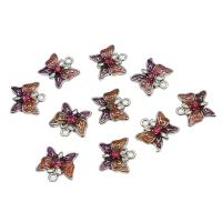 Rhinestone vedhæng, Jern, Butterfly, emalje & med rhinestone, blandede farver, 13mm, Solgt af PC
