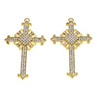 Tibetan Style Rhinestone Pendants, Cross, with rhinestone, more colors for choice, 66mm, Sold By PC