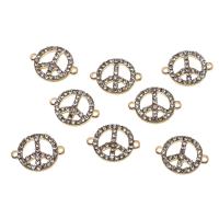 Zinc Alloy Connector Round with rhinestone golden 21mm Sold By PC