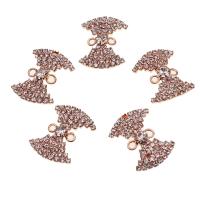 Zinc Alloy Connector Iron Bowknot with rhinestone rose gold color 28mm Sold By PC