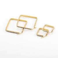 Stainless Steel Hoop Earring, 304 Stainless Steel, Square, 18K gold plated, fashion jewelry & for woman, golden, Sold By Pair