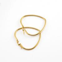 Stainless Steel Hoop Earring 304 Stainless Steel Heart 18K gold plated fashion jewelry & for woman golden Sold By Pair