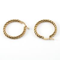 Stainless Steel Hoop Earring, 304 Stainless Steel, Round, 18K gold plated, fashion jewelry & for woman, golden, 24x3.30mm, Sold By Pair