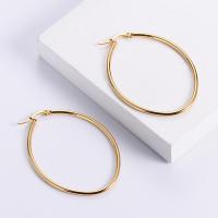 Stainless Steel Hoop Earring 304 Stainless Steel 18K gold plated fashion jewelry & for woman golden with nickel Sold By Pair