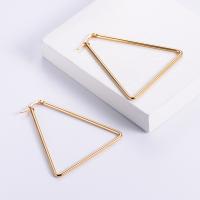 Stainless Steel Hoop Earring, 304 Stainless Steel, Triangle, 18K gold plated, fashion jewelry & for woman, golden, Sold By Pair