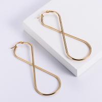 Stainless Steel Hoop Earring, 304 Stainless Steel, 18K gold plated, fashion jewelry & for woman, golden, 77x28x2mm, Sold By Pair