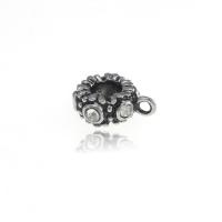 Stainless Steel Bail Beads, 316L Stainless Steel, Donut, antique silver color plated, with rhinestone, 11mm, Sold By PC