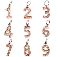 Stainless Steel European Pendants, 316L Stainless Steel, Number, Unisex & different styles for choice & with rhinestone, rose gold color, Sold By PC