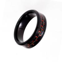 Вольфрамовое стальное кольцо для мужчин, Вольфрама сталь, с Углеродное волокно, Кольцевая форма, разный размер для выбора & Мужский, черный, 8.20mm, продается PC