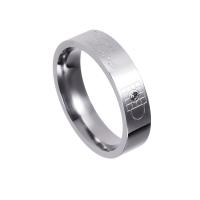 Titanium Steel Finger Ring, Donut, Unisex & different size for choice & with rhinestone, original color, 6mm, Sold By PC
