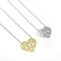 Titanium Steel Necklace with 1.97Inch extender chain Heart plated for woman & hollow Length Approx 17.72 Inch Sold By PC